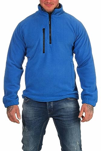 Mivaro Herren Fleecepullover mit Taschen und Reißverschluss, Größe:M, Farbe:Blau von Mivaro
