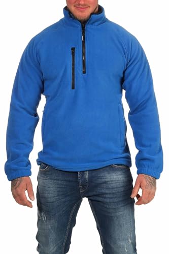 Mivaro Herren Fleecepullover mit Taschen und Reißverschluss, Größe:S, Farbe:Blau von Mivaro
