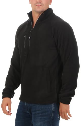 Mivaro Herren Fleecepullover mit Taschen und Reißverschluss, Größe:XS, Farbe:Schwarz von Mivaro