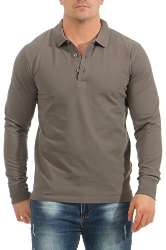 Mivaro Herren Langarmshirt Poloshirt Langarm Hemd Longsleeve Polo Shirt, Größe:3XL, Farbe:Anthrazit von Mivaro