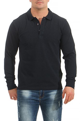 Mivaro Poloshirt Herren Langarm Größe S Dunkelblau - Regular Fit Baumwolle 210g/m² - mit Polo Kragen und Knopfleiste - sportliches Polo Longsleeve Shirt für Arbeit Büro Freizeit - langlebig bequem von Mivaro