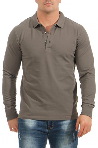 Mivaro Herren Langarmshirt Poloshirt Langarm Hemd Longsleeve Polo Shirt, Größe:XXL, Farbe:Anthrazit von Mivaro