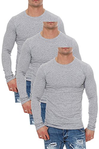 Mivaro Herren Langarmshirts mit Rundhals-Ausschnitt, Longsleeves für Sport und Freizeit, 3er Pack, Größe:L, Farbe:Grau meliert Mivaro Herren Langarmshirts mit Rundhals-Ausschnitt, Longsleeves für Sport und Freizeit, 3er Pack, Größe:L, Farbe:Grau meliert von Mivaro