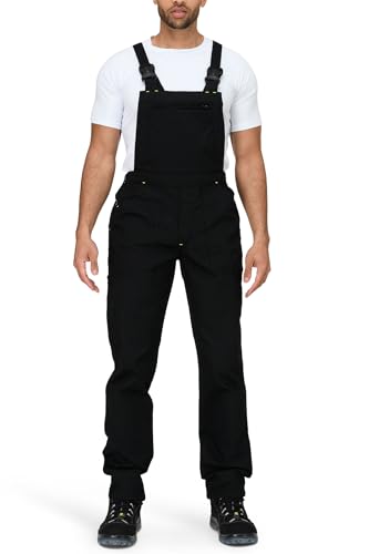 Mivaro Herren Latzhose Schwarz Größe 5XL aus Baumwolle - Arbeitshose mit verstellbaren Trägern - robuste Arbeitslatzhose strapazierfähig & bequem - mit Taschen passend für Handwerk, BAU, Werkstatt von Mivaro