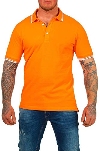 Mivaro Herren Poloshirt T-Shirt Hemd Kurzarm Freizeit Shirt Übergrößen, Größe:L, Farbe:Orange von Mivaro