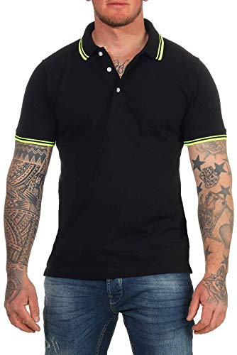 Mivaro Herren Polo T-Shirt Schwarz Gelb Größe: XXL - Poloshirt Baumwolle sportlicher Schnitt Kragen Kontrast Männer Shirt Arbeit Freizeit Golf Casual Look Regular Fit bis Größe 3XL von Mivaro