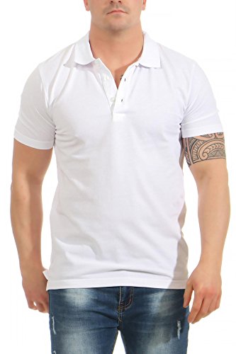 Mivaro Herren Poloshirt im Basic-Look, einfarbig, hohe Qualität, Größe:3XL, Farbe:Weiß von Mivaro