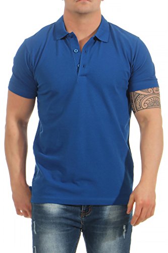 Mivaro Herren Poloshirt im Basic-Look, einfarbig, hohe Qualität, Größe:4XL, Farbe:Blau von Mivaro