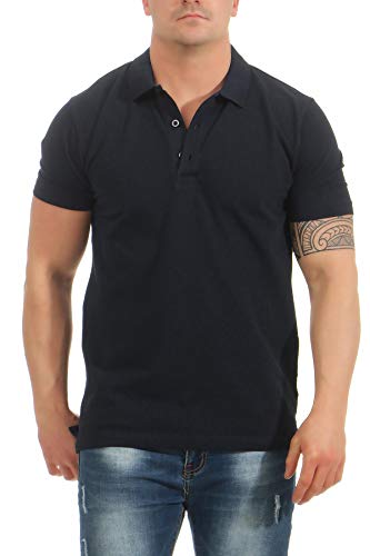 Mivaro Herren Poloshirt im Basic-Look, einfarbig, hohe Qualität, Größe:4XL, Farbe:Dunkelblau von Mivaro