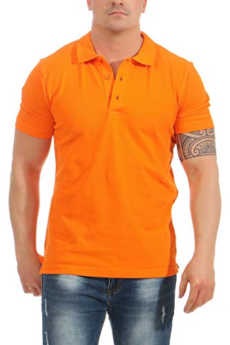 Mivaro Herren Poloshirt im Basic-Look, einfarbig, hohe Qualität, Größe:4XL, Farbe:Orange von Mivaro