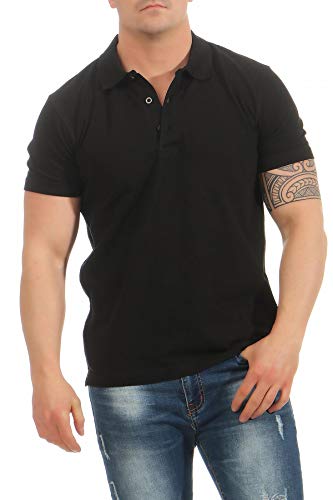 Mivaro Herren Poloshirt im Basic-Look, einfarbig, hohe Qualität, Größe:XL, Farbe:Schwarz von Mivaro
