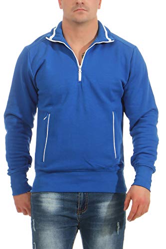 Mivaro Herren Pullover halber Reißverschluss mit Stehkragen | Troyer Norweger | Dicker und Warmer Pulli, Größe:3XL, Farbe:Blau von Mivaro