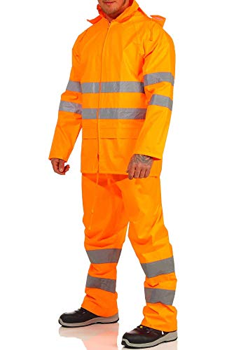 Mivaro Herren Regenanzug Warnschutz EN ISO 20471, hohe Sichtbarkeit, Größe:3XL, Farbe:Neonorange von Mivaro