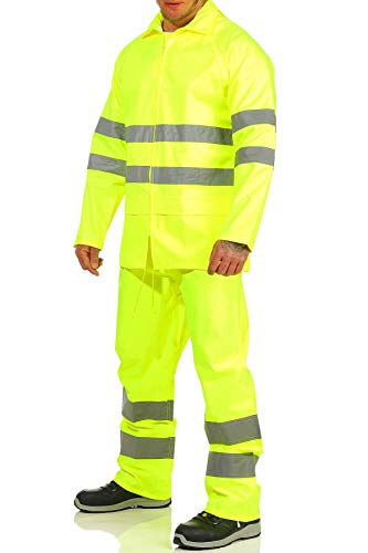 Mivaro Herren Regenanzug Warnschutz EN ISO 20471, hohe Sichtbarkeit, Größe:5XL, Farbe:Neongelb von Mivaro