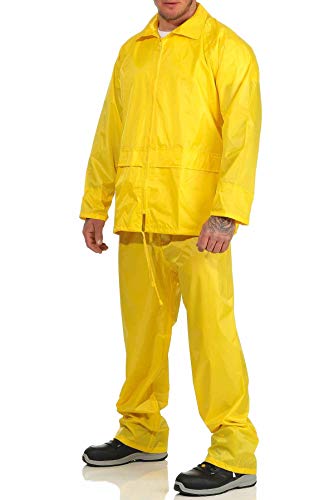 Mivaro Herren Regenanzug mit Kapuze, Regenschutz-Set Unisex, Größe:XXL, Farbe:Neongelb von Mivaro