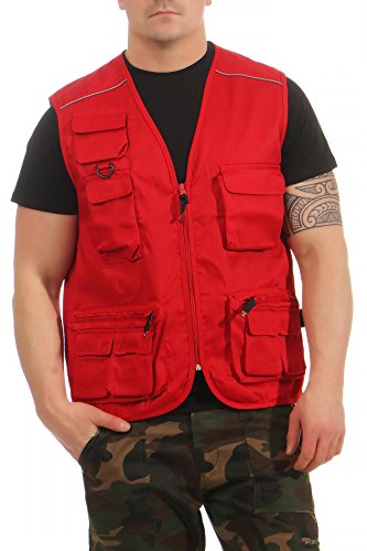 Mivaro Herren Safari-Weste mit vielen praktischen Taschen, funktionale Arbeitsweste, Outdoor-Weste, Größe:XXL, Farbe:Rot Mivaro Herren Safari-Weste mit vielen praktischen Taschen, funktionale Arbeitsweste, Outdoor-Weste, Größe:XXL, Farbe:Rot von Mivaro