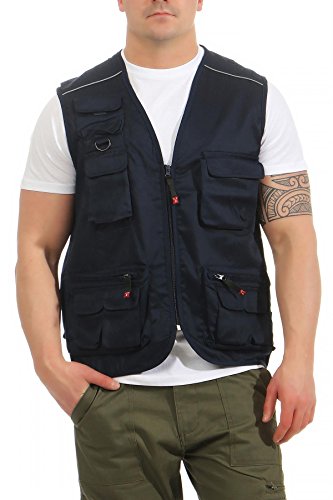 Mivaro Herren Safari-Weste mit vielen praktischen Taschen, funktionale Arbeitsweste, Outdoor-Weste, Größe:M, Farbe:Dunkelblau Mivaro Herren Safari-Weste mit vielen praktischen Taschen, funktionale Arbeitsweste, Outdoor-Weste, Größe:M, Farbe:Dunkelblau von Mivaro