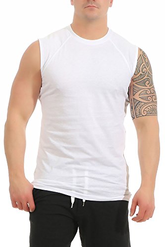 Mivaro Herren Shirt ohne Ärmel - Tank-Top - Muscle Shirt - Muskelshirt - Achselshirt - T-Shirt ohne Arm, Größe:XXL, Farbe:Weiß von Mivaro