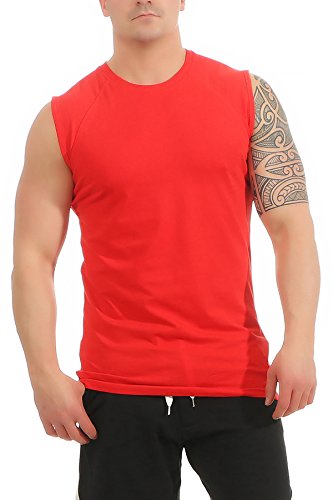 Mivaro Herren Shirt ohne Ärmel - Tank-Top - Muscle Shirt - Muskelshirt - Achselshirt - T-Shirt ohne Arm, Größe:XL, Farbe:Rot von Mivaro