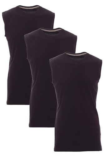 Mivaro Herren Shirt ohne Ärmel 3er Pack Set Basic Fitness Tank-Top ärmellos, Größe:L, Farbe:3er Pack Schwarz von Mivaro