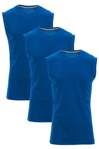 Mivaro Herren Shirt ohne Ärmel 3er Pack Set Basic Fitness Tank-Top ärmellos, Größe:S, Farbe:3er Pack Blau von Mivaro