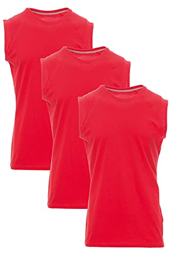 Mivaro Herren Shirt ohne Ärmel 3er Pack Set Basic Fitness Tank-Top ärmellos, Größe:XL, Farbe:3er Pack Rot von Mivaro
