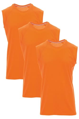 Mivaro Herren Shirt ohne Ärmel 3er Pack Set Basic Fitness Tank-Top ärmellos, Größe:XXL, Farbe:3er Pack Orange von Mivaro
