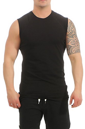 Mivaro Herren Shirt ohne Ärmel - Tank-Top - Muscle Shirt - Muskelshirt - Achselshirt - T-Shirt ohne Arm, Größe:L, Farbe:Schwarz von Mivaro