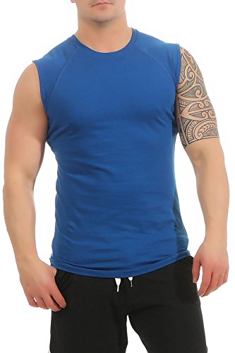 Mivaro Herren Shirt ohne Ärmel - Tank-Top - Muscle Shirt - Muskelshirt - Achselshirt - T-Shirt ohne Arm, Größe:M, Farbe:Blau von Mivaro
