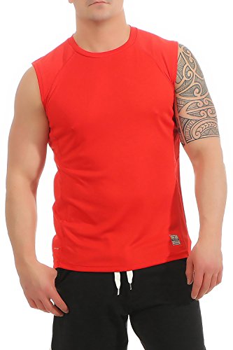 Mivaro Herren Shirt ohne Arme - Tank-Top - Muscle Shirt - Muskelshirt - Achselshirt - Funktionsshirt, Größe:L, Farbe:Rot von Mivaro