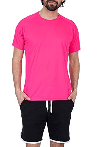 Mivaro Herren Sportshirt, Laufshirt Atmungsaktiv, Trainingsshirt für Männer, Größe:3XL, Farbe:Neonpink von Mivaro