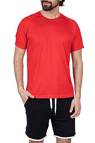 Mivaro Herren Sportshirt, Laufshirt Atmungsaktiv, Trainingsshirt für Männer, Größe:L, Farbe:Rot von Mivaro