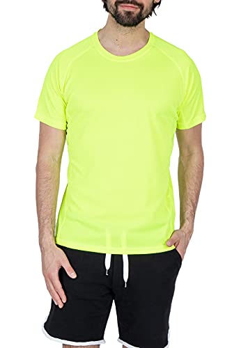 Mivaro Herren Sportshirt, Laufshirt Atmungsaktiv, Trainingsshirt für Männer, Größe:M, Farbe:Neongelb von Mivaro