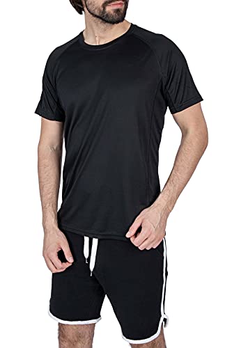 Mivaro Herren Sportshirt, Laufshirt Atmungsaktiv, Trainingsshirt für Männer, Größe:XXL, Farbe:Schwarz von Mivaro