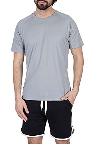 Mivaro Herren Sportshirt Größe: S - schnelltrocknendes Trainingsshirt mit atmungsaktiver Funktion - ideal für Sport, Joggen, Workout, Freizeit & mehr - Funktionsshirt in Grau von Mivaro