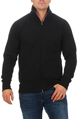 Mivaro Herren Sweatjacke ohne Kapuze mit Stehkragen Zip Hoodie, Größe:3XL, Farbe:Schwarz von Mivaro