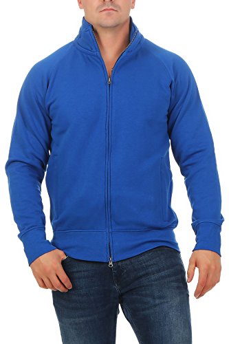 Mivaro Herren Sweatjacke ohne Kapuze mit Stehkragen Zip Hoodie, Größe:4XL, Farbe:Blau von Mivaro