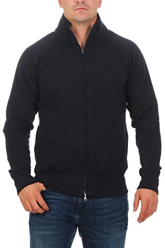 Mivaro Herren Sweatjacke ohne Kapuze mit Stehkragen Zip Hoodie, Größe:4XL, Farbe:Dunkelblau von Mivaro