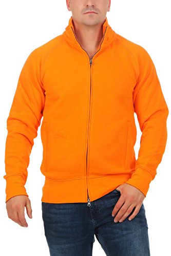 Mivaro Herren Sweatjacke ohne Kapuze mit Stehkragen Zip Hoodie, Größe:5XL, Farbe:Orange von Mivaro