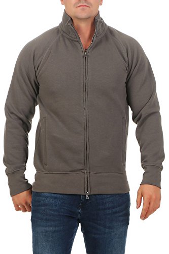 Mivaro Herren Sweatjacke ohne Kapuze mit Stehkragen Zip Hoodie, Größe:L, Farbe:Anthrazit von Mivaro