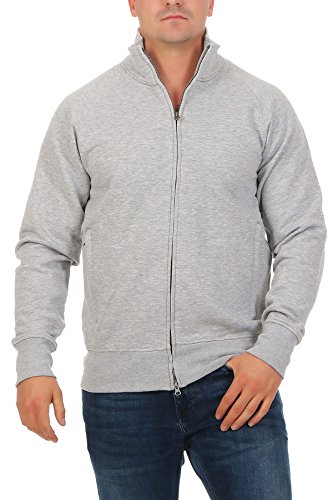 Mivaro Herren Sweatjacke ohne Kapuze mit Stehkragen Zip Hoodie, Größe:L, Farbe:Grau meliert von Mivaro