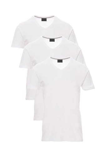 Mivaro Herren T-Shirt 3er Pack Weiß mit V-Ausschnitt aus Baumwolle in Größe 3XL - hautfreundliches Basic Shirt für Herren - atmungsaktiv, bequem, ideal als Unterhemd, Freizeitshirt, Arbeitsshirt von Mivaro