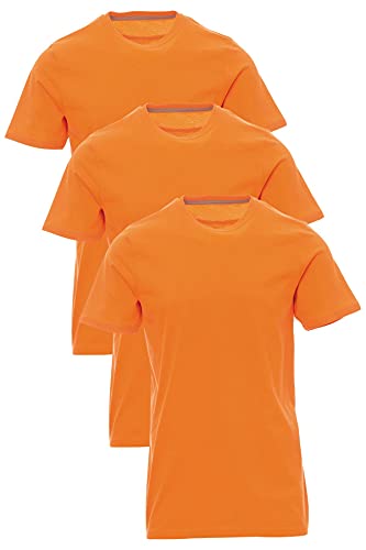 Mivaro Herren T-Shirt Set 3er Pack Basic Shirt Kurzarm atmungsaktiv, Größe:XXL, Farbe:3er Pack Orange von Mivaro