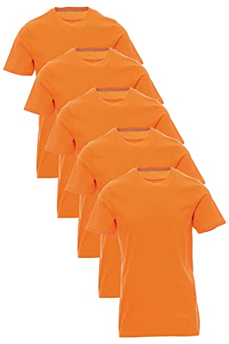 Mivaro Herren T-Shirt Set 5er Pack Basic Shirt Kurzarm atmungsaktiv, Größe:3XL, Farbe:5er Pack Orange von Mivaro