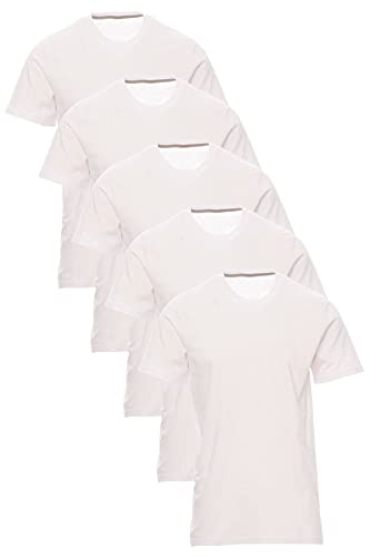 Mivaro Herren T-Shirt Set 5er Pack Basic Shirt Kurzarm atmungsaktiv, Größe:3XL, Farbe:5er Pack Weiß von Mivaro