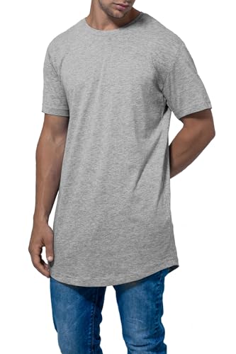 Mivaro Herren T-Shirt extra lang geschnitten, Longshirt für große und schlanke Männer, Größe:XS, Farbe:Grau meliert von Mivaro