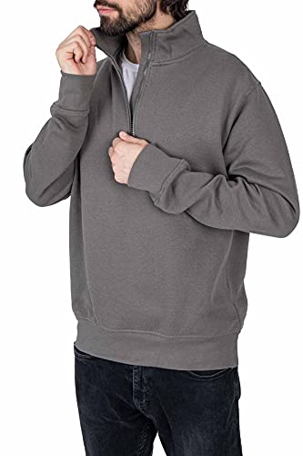 Mivaro Herren Troyer, Pullover mit 1/4 Reißverschluss, hoher Kragen, ohne Kapuze, Größe:3XL, Farbe:Anthrazit von Mivaro