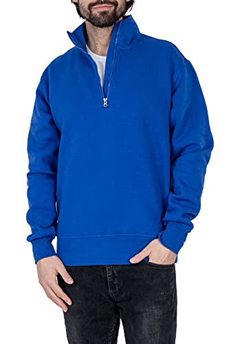 Mivaro Herren Troyer, Pullover mit 1/4 Reißverschluss, hoher Kragen, ohne Kapuze, Größe:3XL, Farbe:Blau von Mivaro