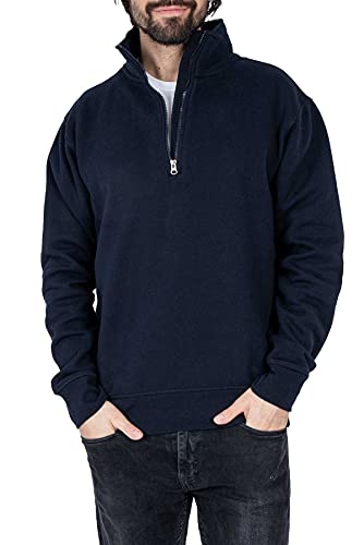 Mivaro Herren Troyer, Pullover mit 1/4 Reißverschluss, hoher Kragen, ohne Kapuze, Größe:3XL, Farbe:Dunkelblau von Mivaro