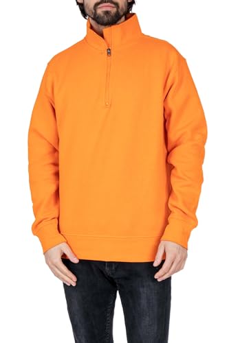 Mivaro Herren Troyer, Pullover mit 1/4 Reißverschluss, hoher Kragen, ohne Kapuze, Größe:3XL, Farbe:Orange von Mivaro